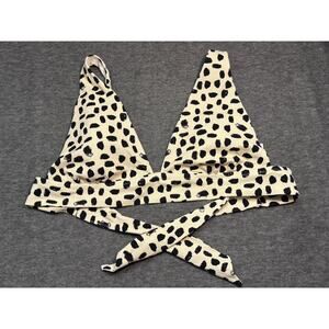 Aerie Pique Tie Longline Triangle Bikini Top Size L